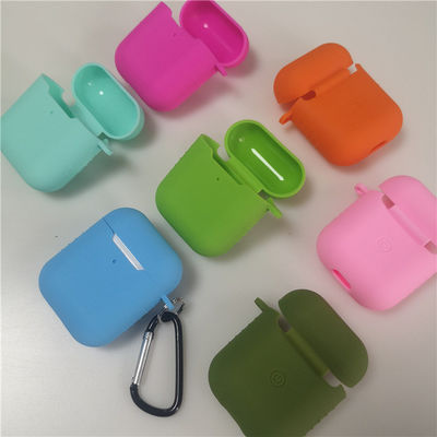 เคสคุ้มกันสายหูซิลิโคนหลายสีที่กําหนดเอง เหมาะกับ Airpods 2 และ 1 หรือ por2 พร้อม Keychain